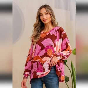 "SEW IN LOVE" Floral Print Women's Top